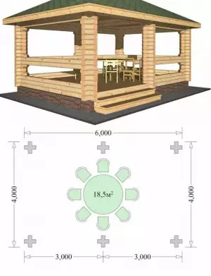 Беседка на винтовых сваях 6*4м. 1/1
