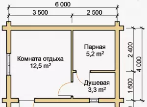 Баня на винтовых сваях 6*4м. 1/1
