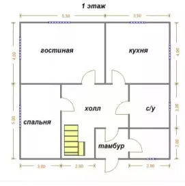 Дом на винтовых сваях 9*9м. 1/1